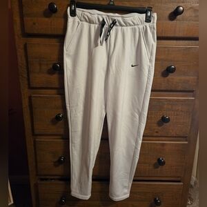 Nike Women's Loose Fit Fleece Lined White Blck Ankle Zip Jogger Sweatpants Small
